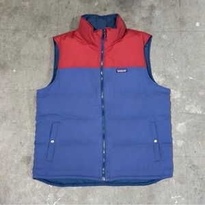 Patagonia Bivy Reversible Goose Down Puffer Vest Men XL Full Zip Red Blue Hiking